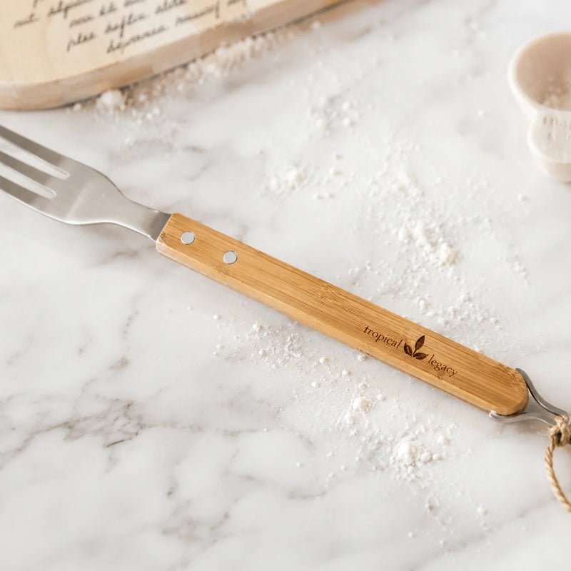 Personalized Stainless Steel BBQ Fork with Bamboo Handle