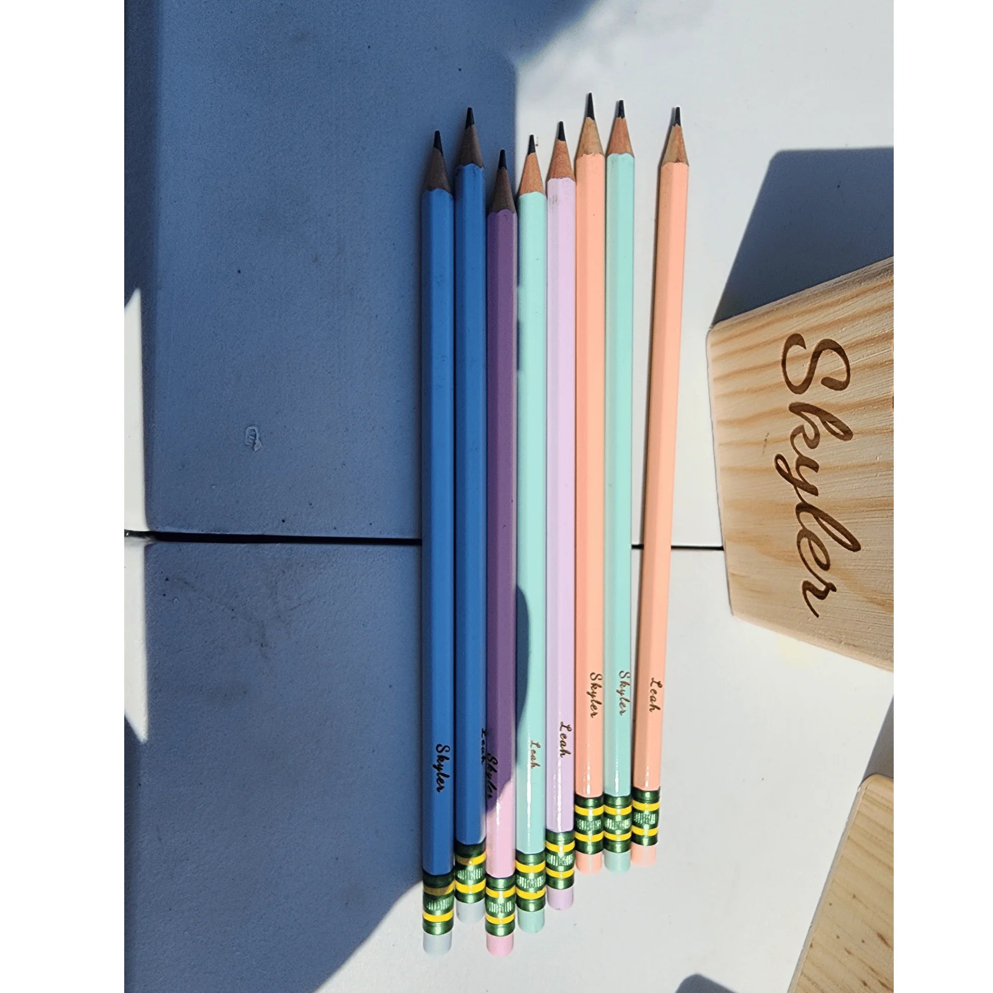 Customizable Wooden Pencil &  Holder with Personalized Name