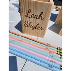 Customizable Wooden Pencil &  Holder with Personalized Name