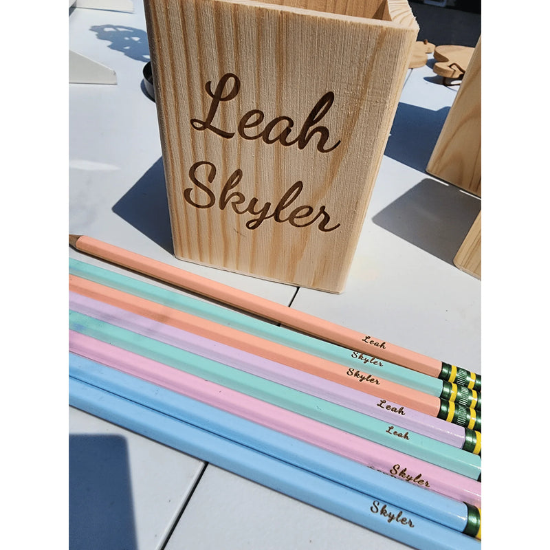 Customizable Wooden Pencil & Holder with Personalized Name, view 5