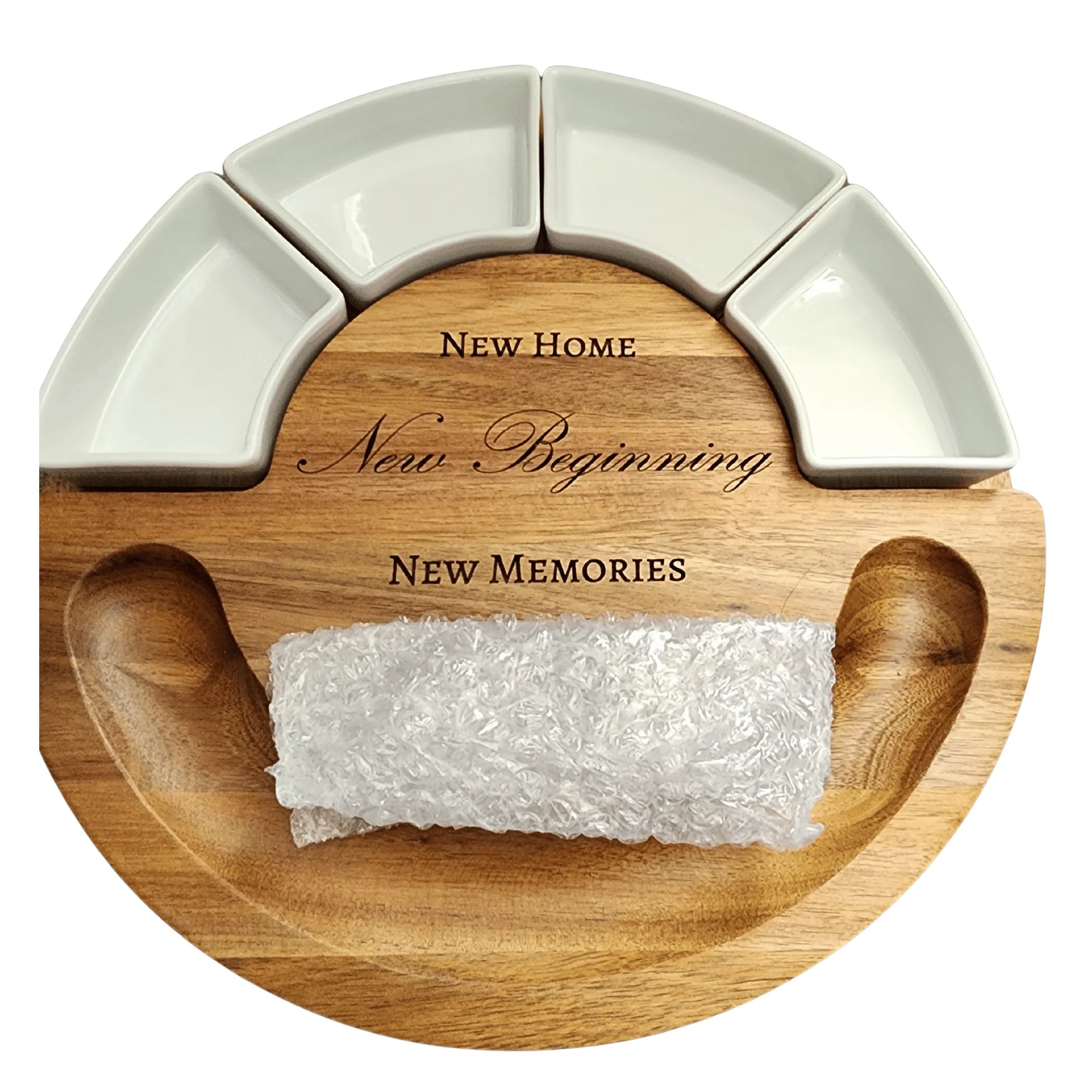 Deluxe Wooden Round Cheese & Charcuterie Board Set