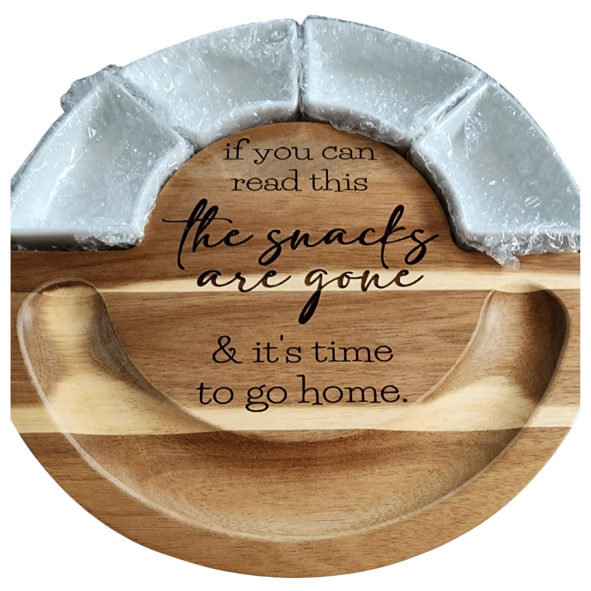 Deluxe Wooden Round Cheese & Charcuterie Board Set