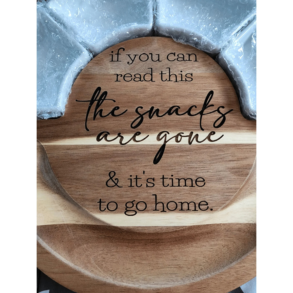 Deluxe Wooden Round Cheese & Charcuterie Board Set