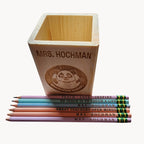 Customizable Wooden Pencil &  Holder with Personalized Name