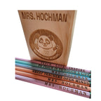 Customizable Wooden Pencil &  Holder with Personalized Name