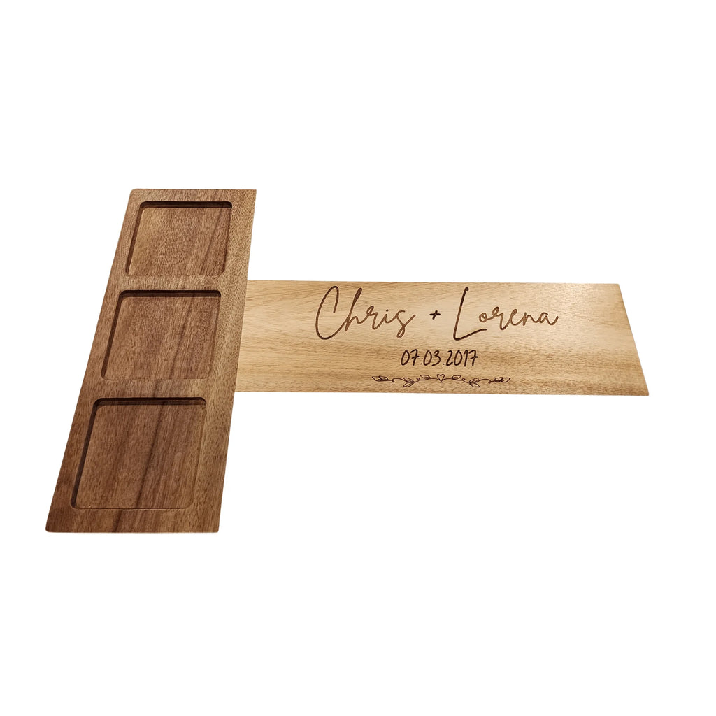 Custom Marble & Acacia Charcuterie Board with Serving Utensils and Ramekins