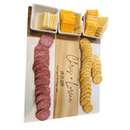 Custom Marble & Acacia Charcuterie Board with Serving Utensils and Ramekins