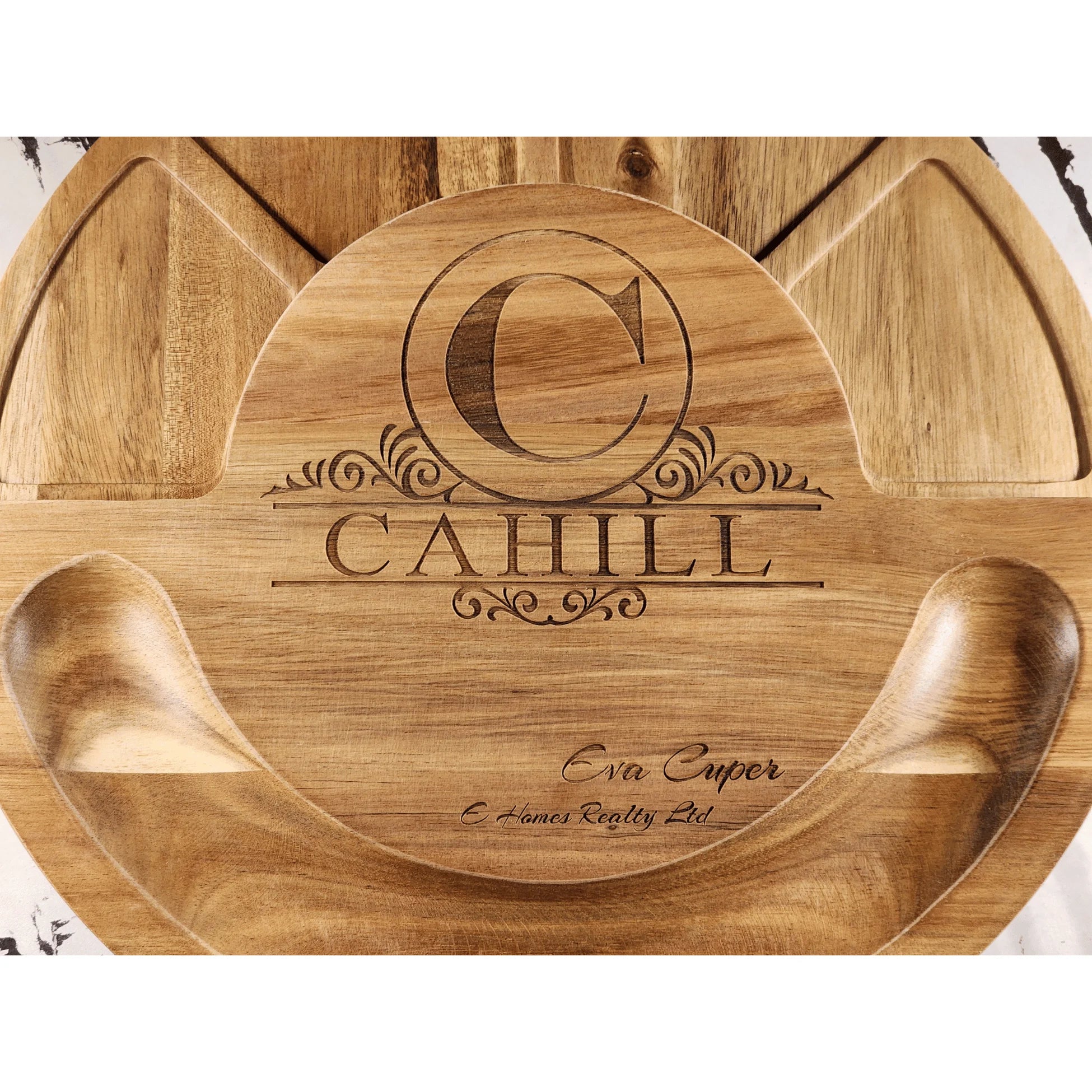 Deluxe Wooden Round Cheese & Charcuterie Board Set