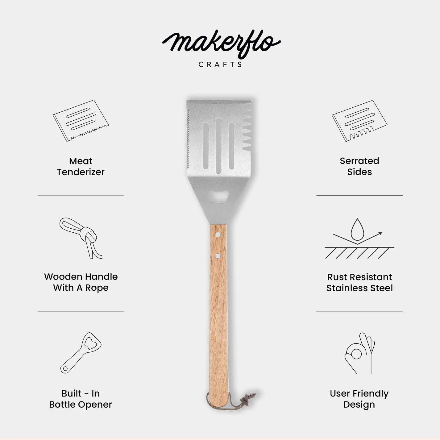Custom Rustic Engraved BBQ Grill Spatula