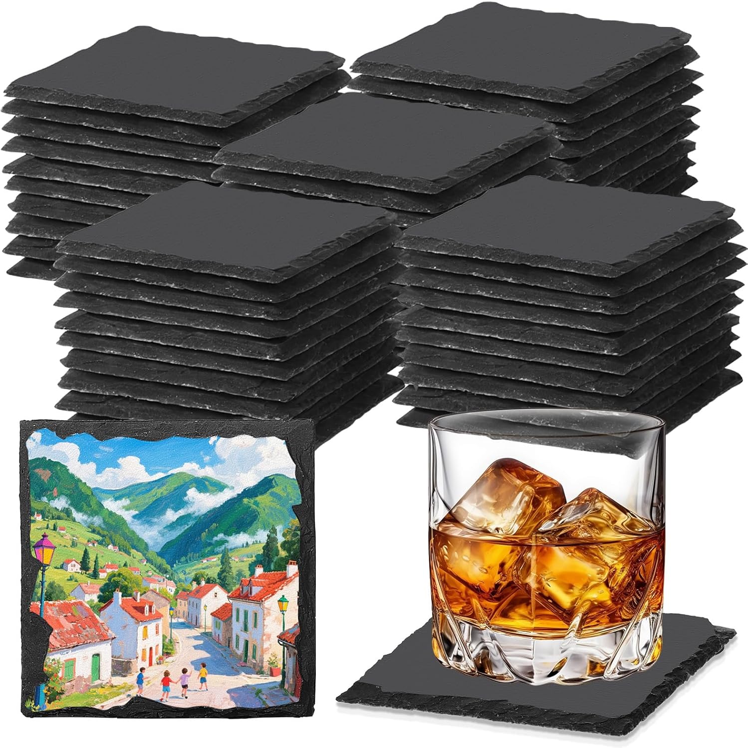Natural Slate Coasters – Square 4" Engraving Blanks