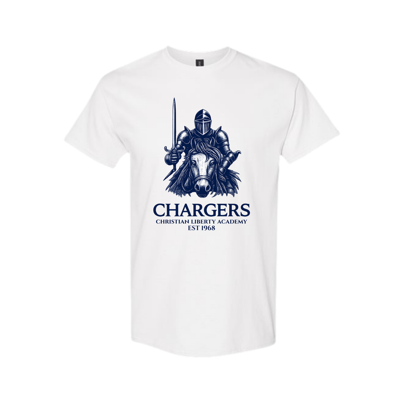 CLA Spiritwear Shirt - Chargers Knight in White