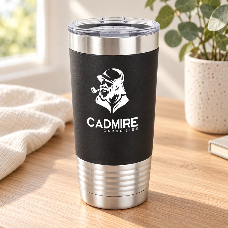 Personalized 20 oz Polar Camel Silicone Grip Tumbler - Black/White