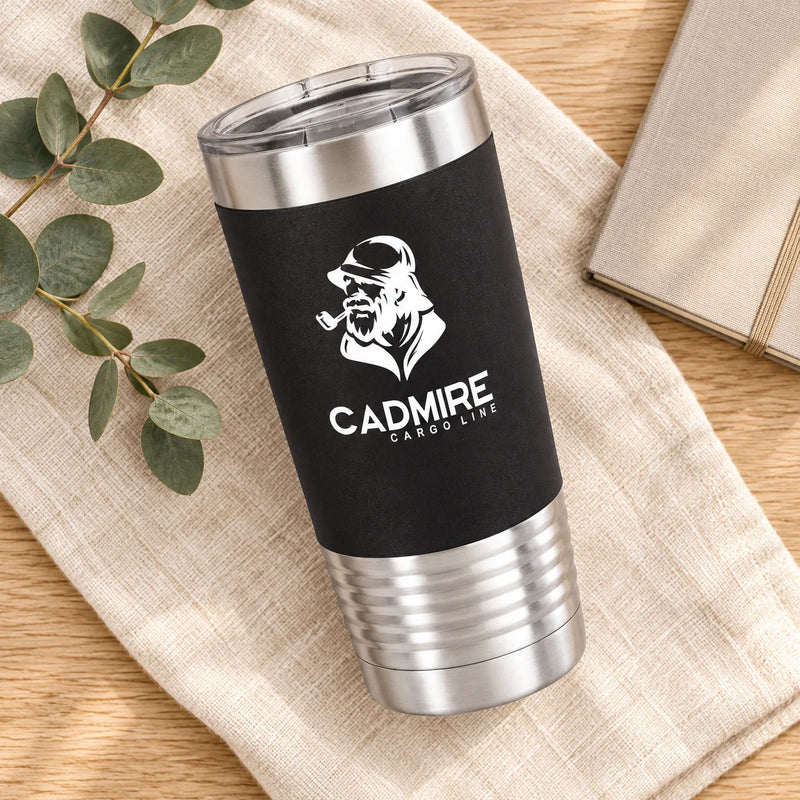 Personalized 20 oz Polar Camel Silicone Grip Tumbler - Black/White