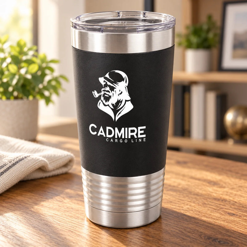 Personalized 20 oz Polar Camel Silicone Grip Tumbler - Black/White