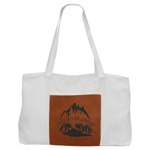 Personalized White Tote with Rawhide Leatherette Gusset