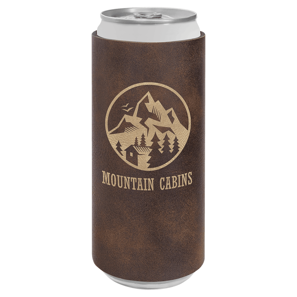 Personalized Slim Leatherette Beverage Holder