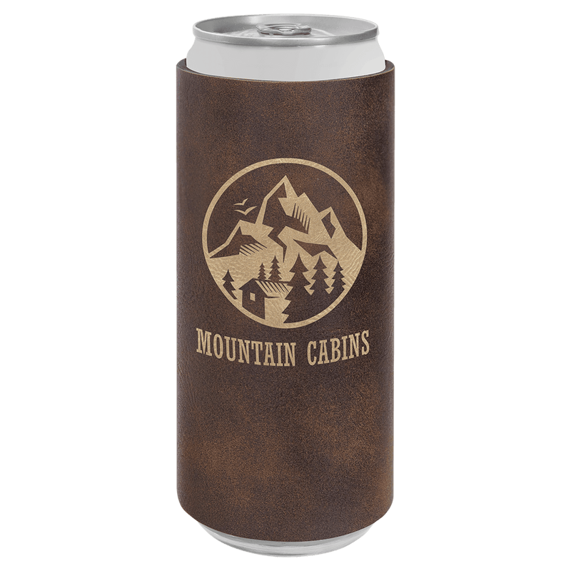 Personalized Slim Leatherette Beverage Holder