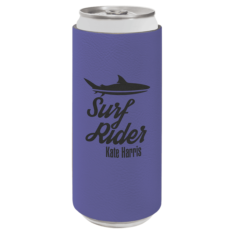 Personalized Slim Leatherette Beverage Holder