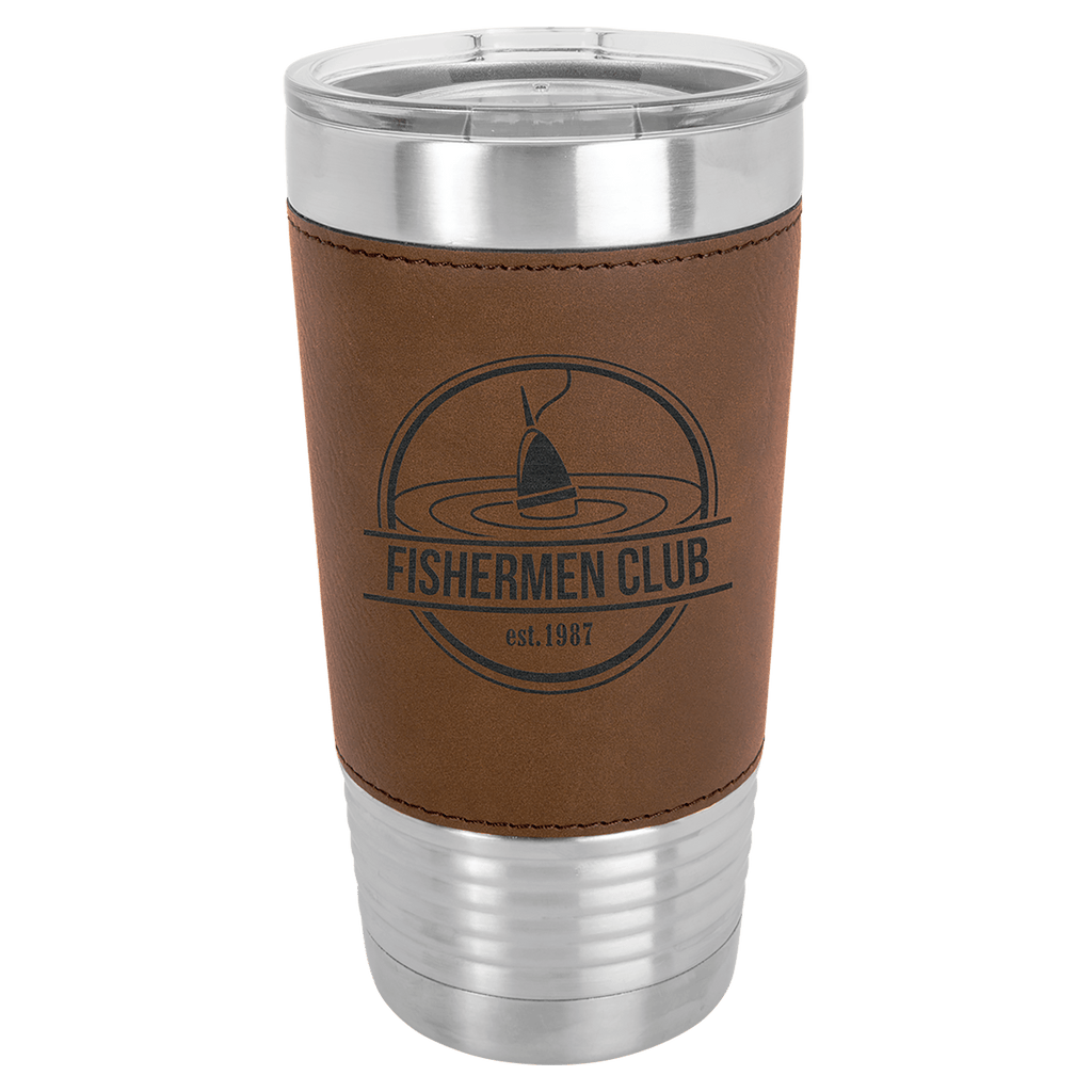 Personalized 20 oz Polar Camel Leatherette Tumbler - Black/Silver