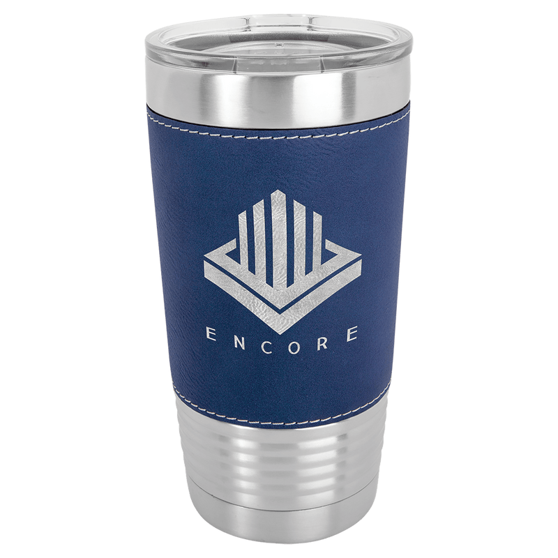Personalized 20 oz Polar Camel Leatherette Tumbler - Black/Silver