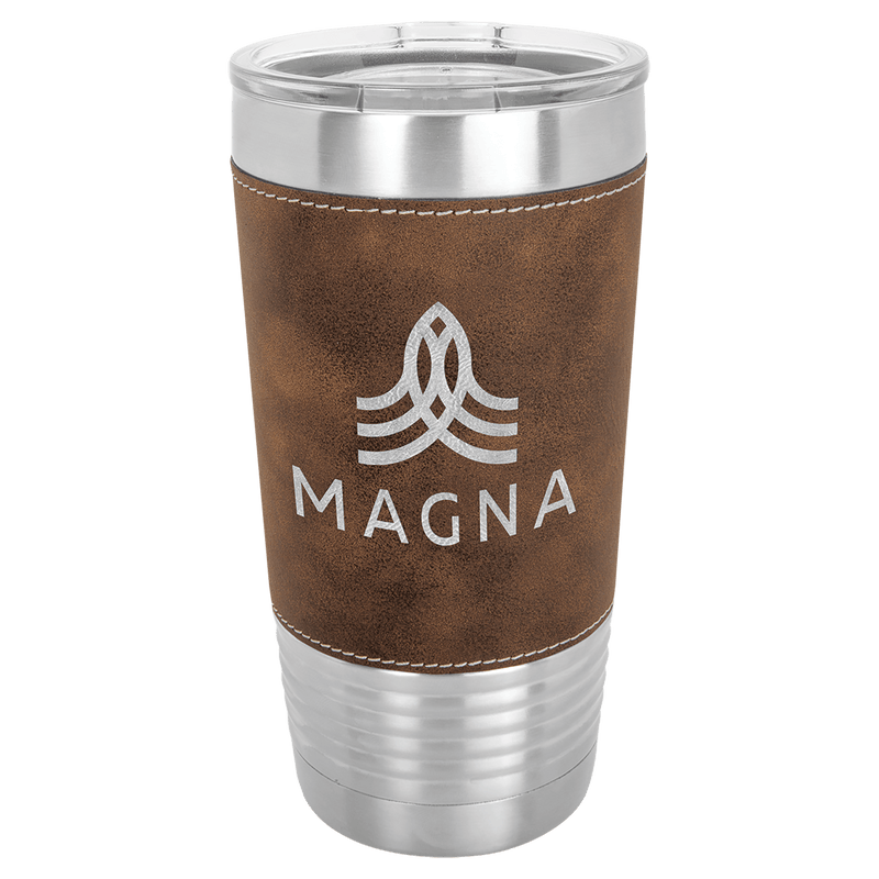 Personalized 20 oz Polar Camel Leatherette Tumbler - Black/Silver