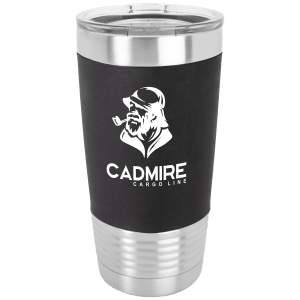 Personalized 20 oz Polar Camel Silicone Grip Tumbler - Black/White