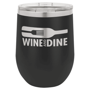 Personalized 12 oz Polar Camel Stemless Wine Tumbler - Black