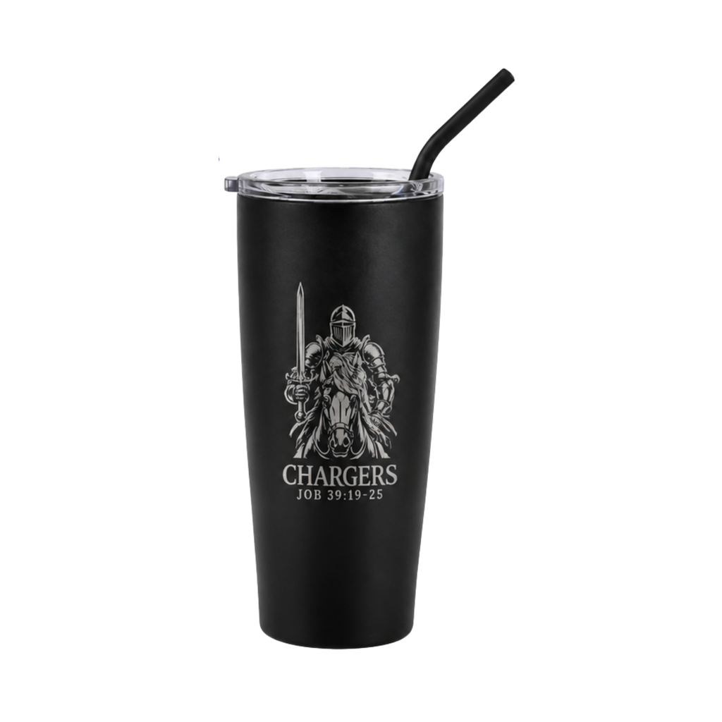 CLA 20 oz Personalized Coffee Tumbler with Straw in Black