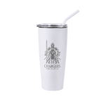 CLA 20 oz Personalized Coffee Tumbler with Straw in White