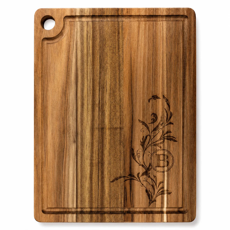 Personalized Acacia Cutting Board with Drip Ring, view 5