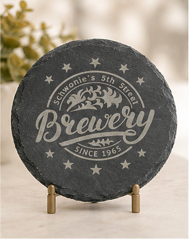 Personalized 6-Piece Round Slate Coaster Set