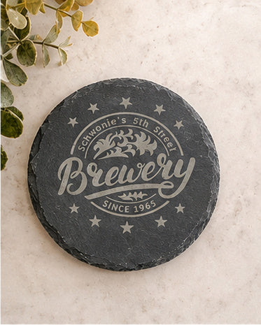 Personalized 6-Piece Round Slate Coaster Set