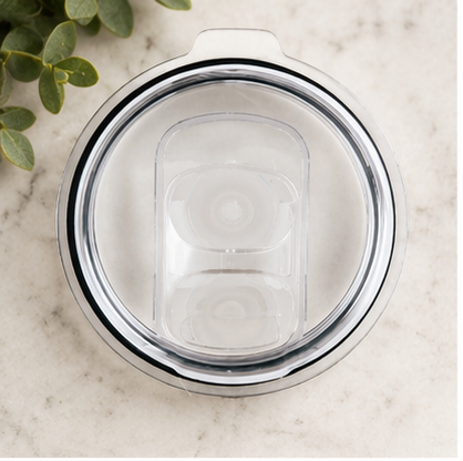 A 3x3 collage showing multiple views of a black insulated tumbler with a clear lid and a visible clear plastic straw insert. The tumbler has a white RGTS logo printed on the front.